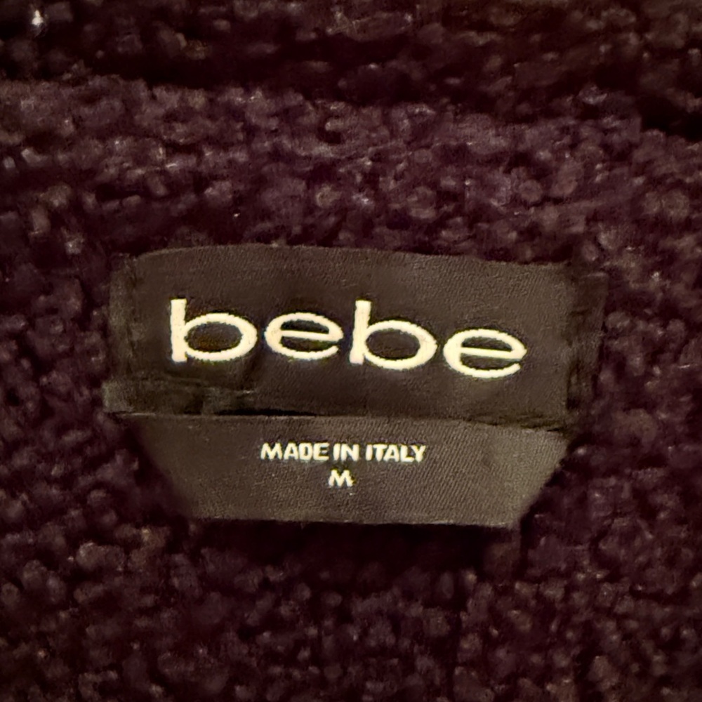 bebe Beautiful Black Teddy Jacket with Gold Zipper and Pockets,soft and comfy - Picture 12 of 16